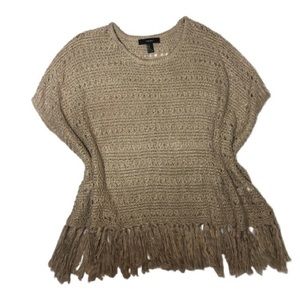 EUC Forever 21 Tan Loose Knit Poncho
